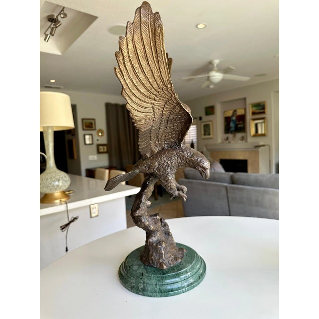 Metal Bronze American Bald Bird Eagle Statue For Sale - Image 7 of 17