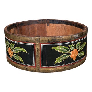Antique Cheese Wheel Carrier, English, Handpainted Walnut, Dairy Tray, Edwardian For Sale