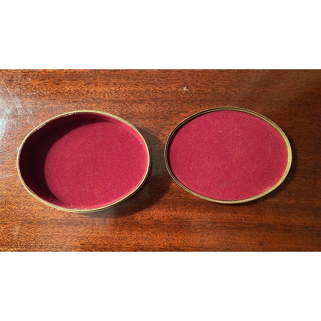 Mid 20th Century Mid 20th Century Oval Velvet Lined Brass Box For Sale - Image 5 of 6