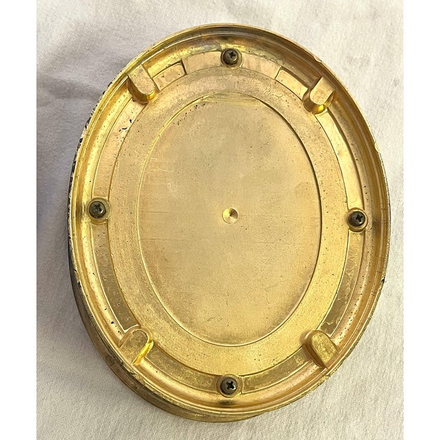 Early 1900's Georgian Style Gold Plate Oval Dish With Blue Glass Liner For Sale - Image 12 of 12