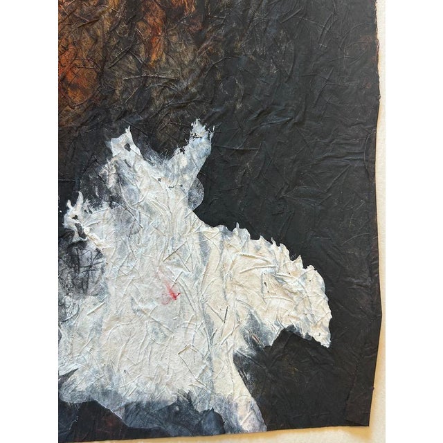 Mid 20th Century Color Saturated Mixed Media Abstract Floral Still Life on Fibrous Hand Made Paper C.1970 For Sale In Reno/Lake Tahoe - Image 6 of 12