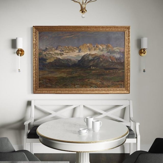 Italian School, Mountain Landscape, 1880, Oil on Canvas For Sale - Image 11 of 16