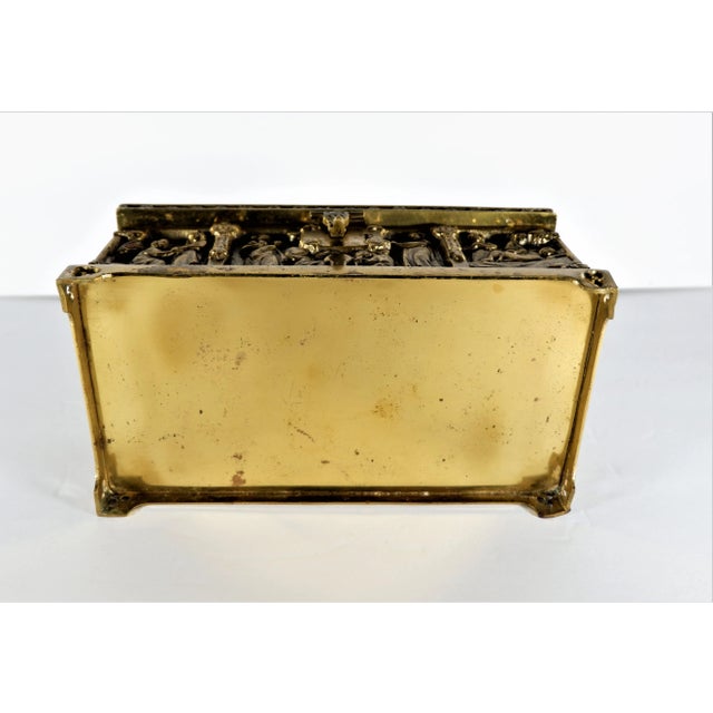 Brass Vintage Brass Relic Casket Box Repose Figures For Sale - Image 8 of 9