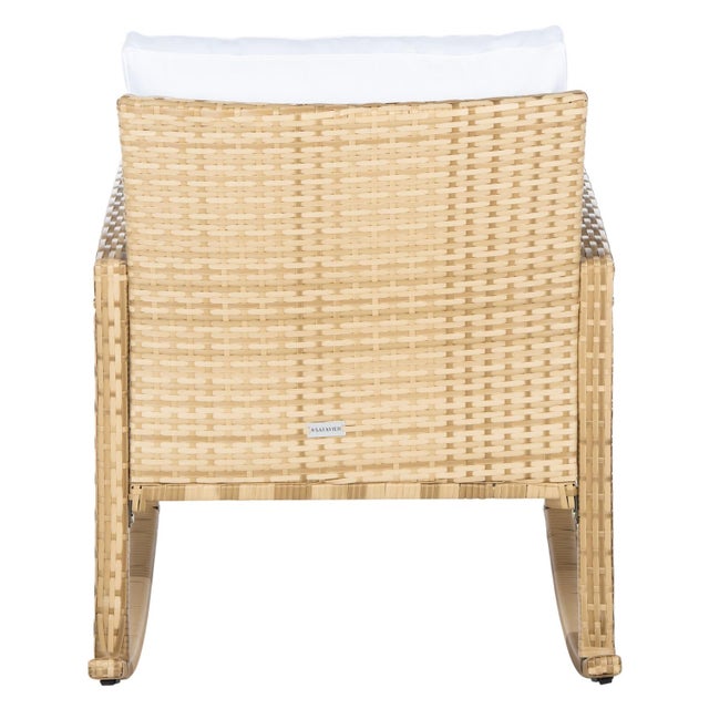 Daire Rocking Chair, Natural/White Cushion For Sale - Image 10 of 11