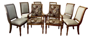 Ethan Allen French Regency Louis XVI Style Carved Wood & Beautifully Upholstered Set of Eight Chairs Excellent Mint Condition