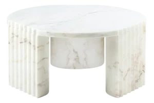 Modern European Caravel Side Table with White Marble by Collector