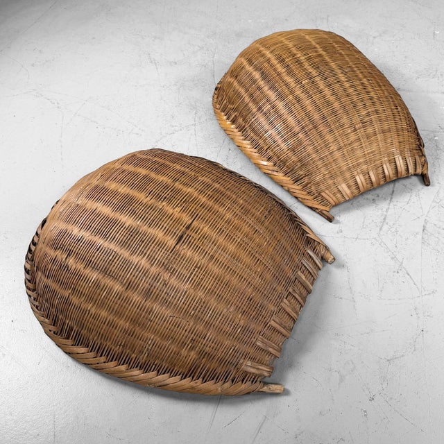 Wood Japanese Shōwa Bamboo Baskets, 1950s, Set of 2 For Sale - Image 7 of 8