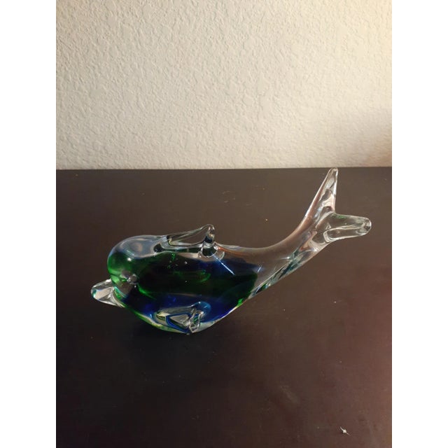 Glass 1980s Green/Blue Art Glass Whale Figurine For Sale - Image 7 of 8