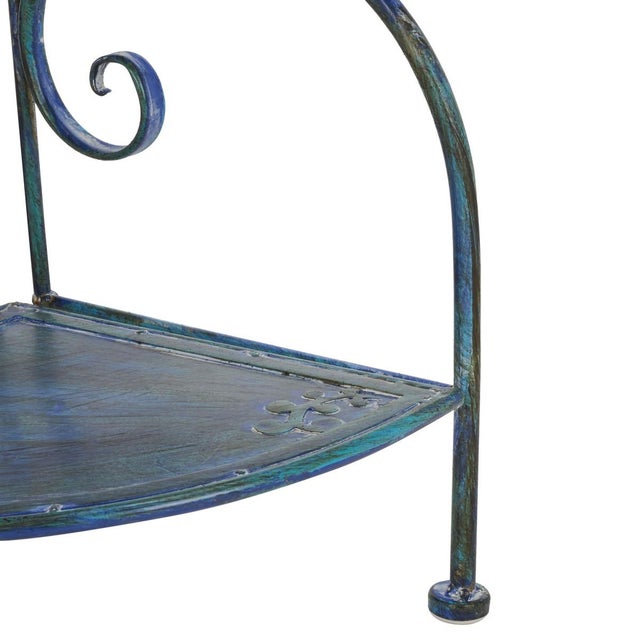 Contemporary Turuca 4 Tier Corner Shelf - Mossy Blue For Sale - Image 3 of 11