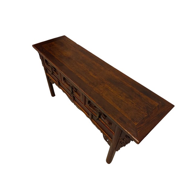 Antique 19th Century Solid Elm Altar Console Table For Sale - Image 4 of 7