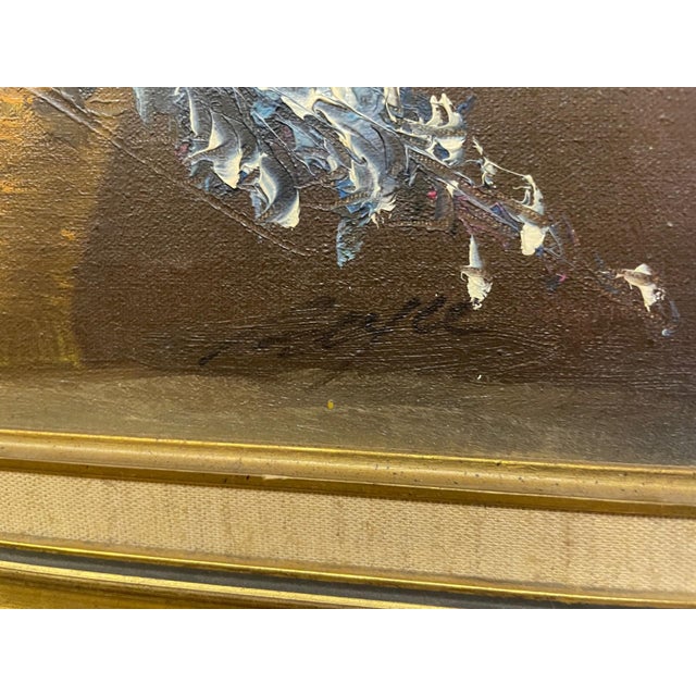 1960s Mid-Century Modern Impasto Floral Still Life in Basket – Signed m.i. Doyle For Sale In Boston - Image 6 of 10