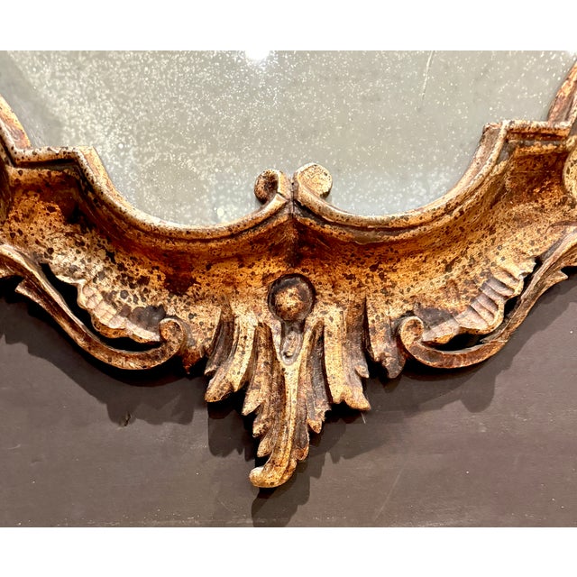 Rococo Antique Italian Rococo Style Silver Gilt Wall Mirror For Sale - Image 3 of 9