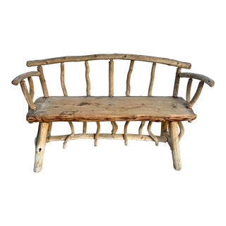 Vintage Folk Art Adirondack Style Twig Bench For Sale