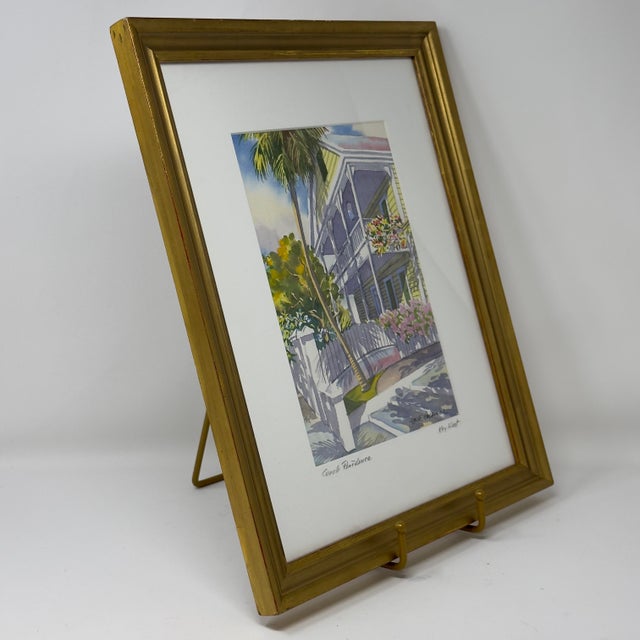 Gold Original Georg K. Salhofer Watercolor Painting Conch Residence Key West Florida For Sale - Image 8 of 12
