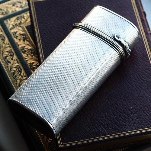 We are delighted to offer this chic Georgian solid silver cigar/cheroot case made in London 1836, with marks for Edward...