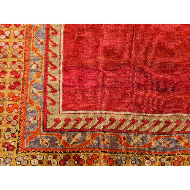 Vintage Turkish Prayer Area Rug, Hand-Knotted Wool, 4x5, Abrash Red & Yellow For Sale - Image 13 of 14