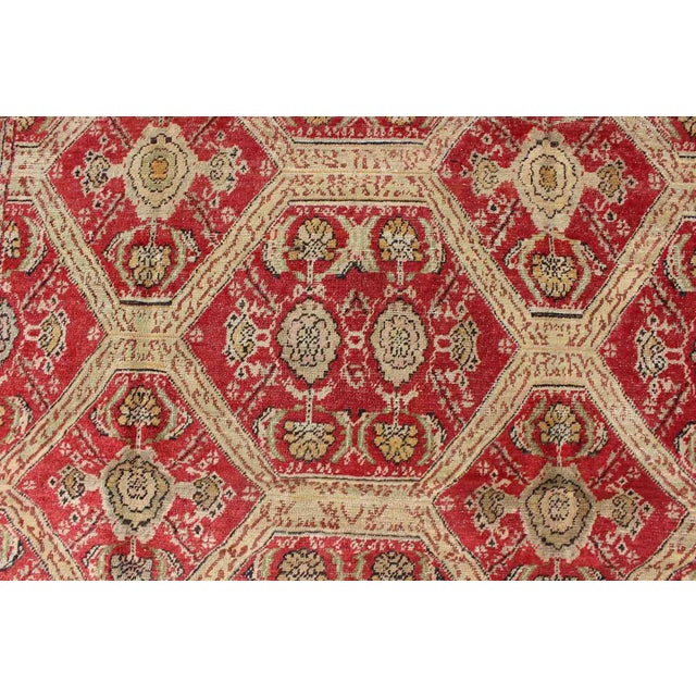 Tribal Antique Turkish Oushak Rug With Paisley Border and Over All Tribal Design For Sale - Image 3 of 8