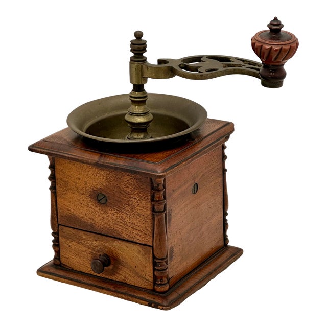 Beautifully & Completely Hand Made Antique Mahogany & Brass Coffee Grinder - Circa Early 19th Century For Sale