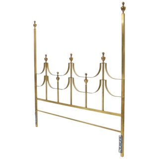 Solid Brass Mastercraft King Size Tall Headboard Bed For Sale
