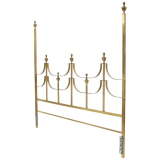 Solid Brass Mastercraft King Size Tall Headboard Bed For Sale