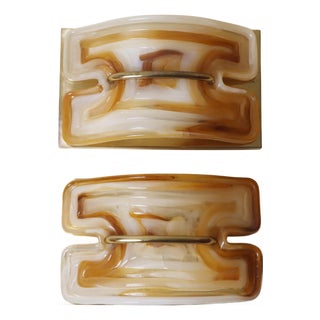 Mid-Century Modern Sconces in Brass and Cristallux, 1970s, Set of 2 For Sale