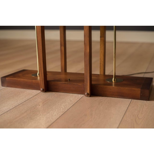 Mid Century Modern Sculptural Walnut and Brass Standing Floor Lamp For Sale - Image 10 of 18