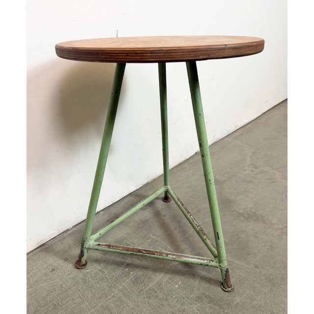 Wood Industrial Green Workshop Stool, 1960s For Sale - Image 7 of 15