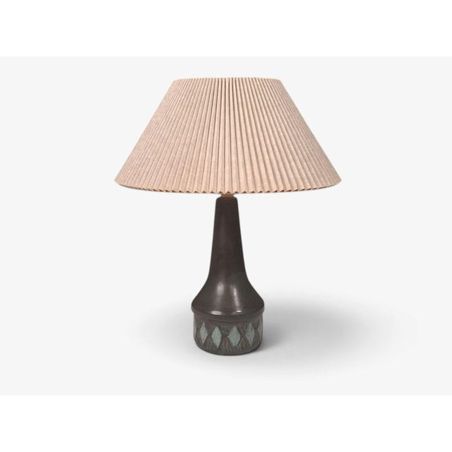 Mid-Century Modern Løvesmose Keramik, Table Lamp, Brown and Turqouise Ceramic, Denmark, 1960s For Sale - Image 3 of 10