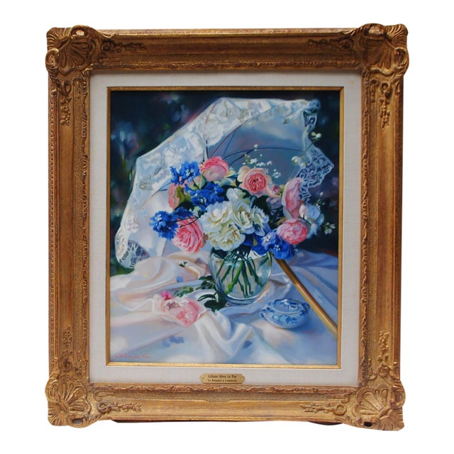 Liliane Silva Le Fur Oil Painting "Le Bouquet a L'ombrelli" For Sale