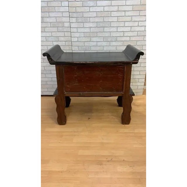Wood Antique Chinese Black & Red Lacquered Chinoiserie Altar Table For Sale - Image 7 of 11