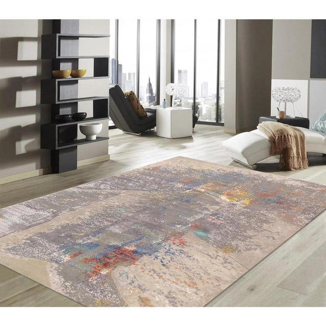 Pasargad Home Modern Beige Silk & Wool Area Rug- 8'11'' X 12' 3'' For Sale In New York - Image 6 of 6