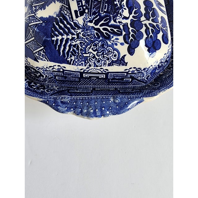 Antique Staffordshire Blue Willow Serving Bowl For Sale - Image 9 of 12