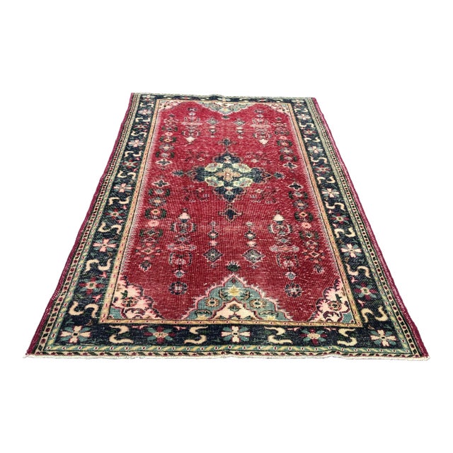 1970s Vintage Turkish Handmade Area Rug - 6′5″ × 10′ For Sale