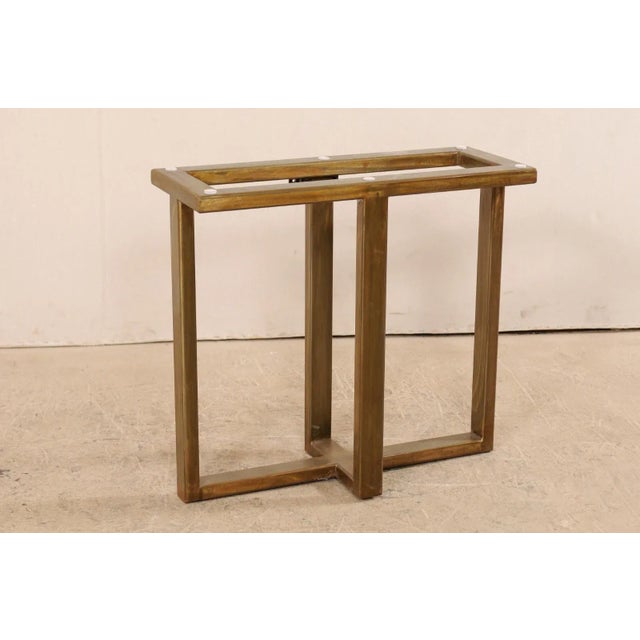Modern Petrified Wood Console Table with Modern Metal Base For Sale - Image 3 of 12