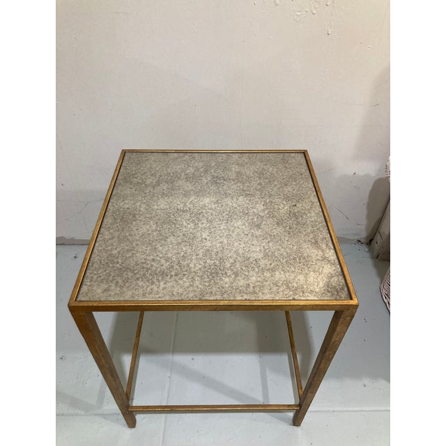 Metal Gilt Finish on Metal Table With Antique Glass Top -2 For Sale - Image 7 of 10