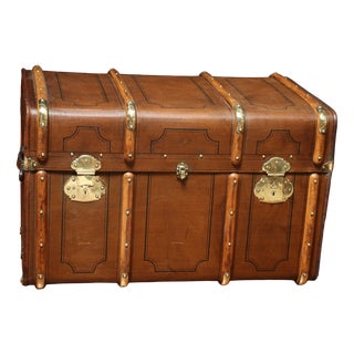 Curved Mail Trunk with Key, 1920s For Sale