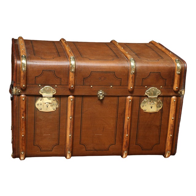 Curved Mail Trunk with Key, 1920s For Sale