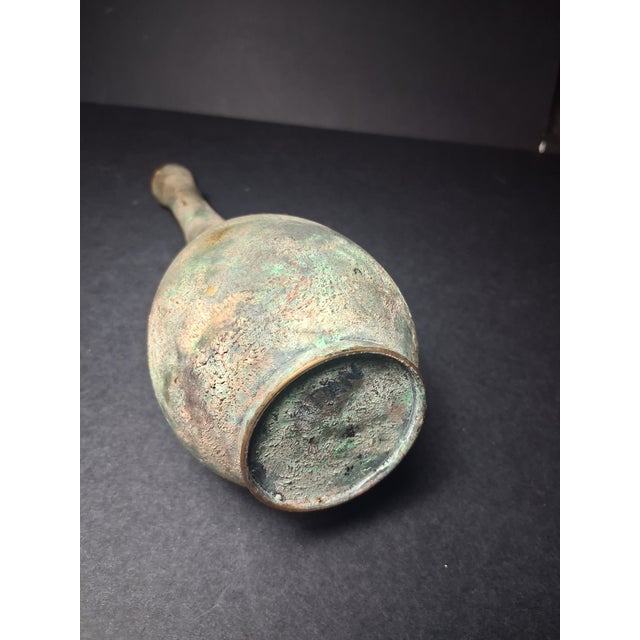 Minimalist Takaoka Vertigris Patina Bronze Ikebana 9" Bud Vase For Sale - Image 4 of 15