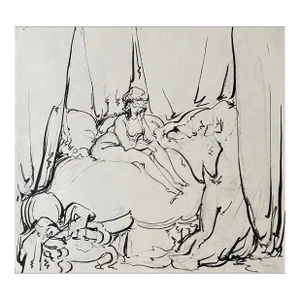 Harold Hope Read Bed Chamber Ink Wash Painting