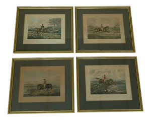 Set of 4 English R. Ackerman Hunt Scene Engravings