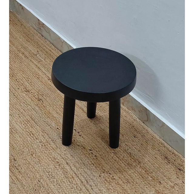 Wooden Handcrafted Mid Century Small Solid Wood Milking Stool For Sale - Image 6 of 10