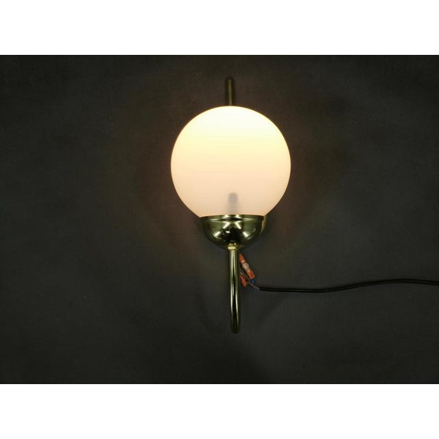 Vintage Brass and Opaline Glass Wall Lights by Kamenický Šenov, 1970s, Set of 3 For Sale - Image 10 of 12