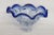 Transparent Shannon Crystal Designs of Ireland Clear With Blue Ruffled Rim Bowl Poland For Sale - Image 8 of 13