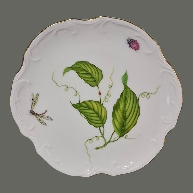 Late 20th Century Vintage Dessert Plates Jardin Collection Godinger Ladybug Dragonfly Leaves - Set 4 For Sale - Image 5 of 9