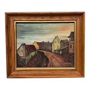 Eastern-European Town Scene Painting by Vienna Beef Sign Painter, Gustav Korn