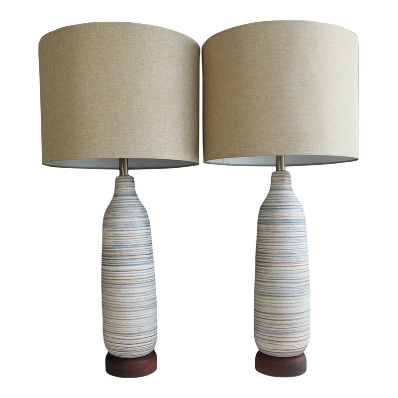 Mid 20th Century Design Technics Influence Lamps - A Pair