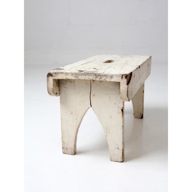 Antique American Farmhouse White Painted Step Stool For Sale - Image 12 of 16