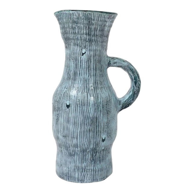 Accolay Turquoise Striated Pitcher For Sale
