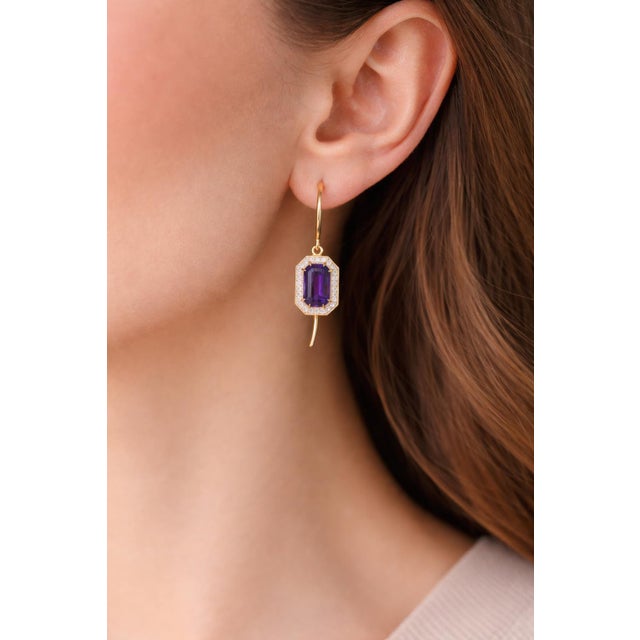 Not Yet Made - Made To Order Vintage Style Amethyst, Topazes Dangle Earrings Silver, Gold, A Pair For Sale - Image 5 of 8