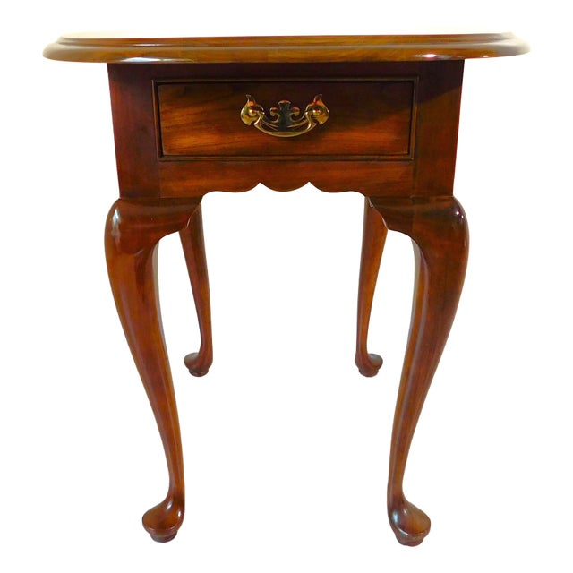 Stickley Furniture Oval Solid Wood Side/End Accent Table W/ Drawer For Sale